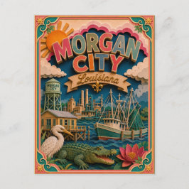 PopCut States Morgan City Louisiana Papier Kunst Briefkaart