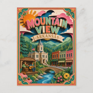PopCut States Mountain View Arkansas Papieren Kuns Briefkaart