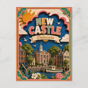 PopCut States New Castle Delaware Papieren Kunst Briefkaart