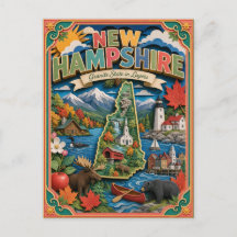 PopCut States New Hampshire Kleurrijke 3D-papierku