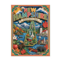 PopCut States New Hampshire Kleurrijke 3D-papierku