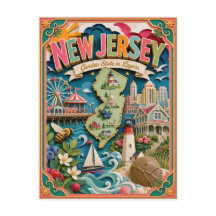 PopCut States New Jersey Kleurrijke 3D-papierkunst