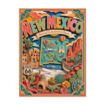 PopCut States New Mexico Kleurrijke 3D-papierkunst
