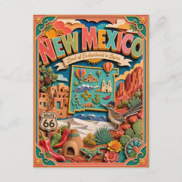 PopCut States New Mexico Kleurrijke 3D-papierkunst Briefkaart