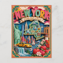 PopCut States New York Kleurrijke 3D-papierkunst Briefkaart