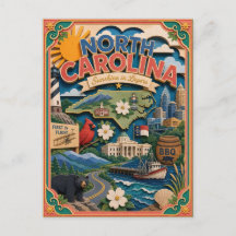 PopCut States North Carolina Kleurrijke 3D-papierk