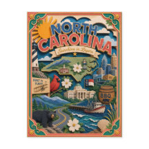 PopCut States North Carolina Kleurrijke 3D-papierk