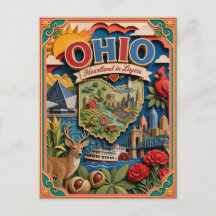 PopCut States Ohio Kleurrijke 3D Papierkunst