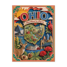 PopCut States Ohio Kleurrijke 3D Papierkunst