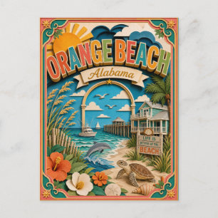 PopCut States Orange Beach Alabama Papieren Kunst Briefkaart