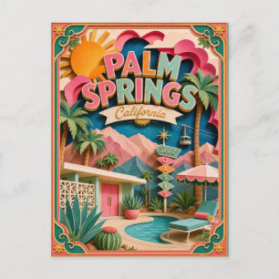 PopCut States Palm Springs Californië Papier Kunst Briefkaart