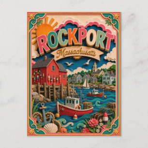 PopCut States Rockport Massachusetts Papieren Kuns Briefkaart
