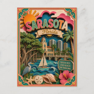 PopCut States Sarasota Florida Papieren Kunst Briefkaart