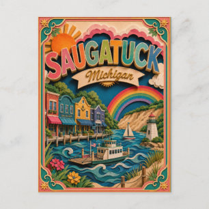 PopCut States Saugatuck Michigan Papieren Kunst Briefkaart