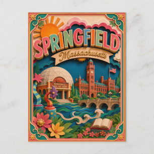 PopCut States Springfield Massachusetts Papieren K Briefkaart