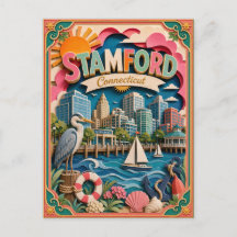 PopCut States Stamford Connecticut Papieren Kunst