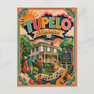 PopCut States Tupelo Mississippi Papieren Kunst Briefkaart