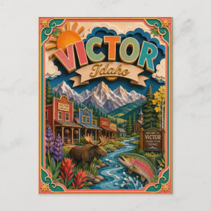 PopCut States Victor Idaho Papieren Kunst Briefkaart