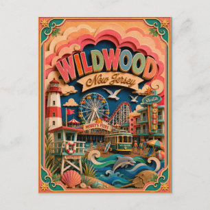 PopCut States Wildwood New Jersey Papieren Kunst Briefkaart