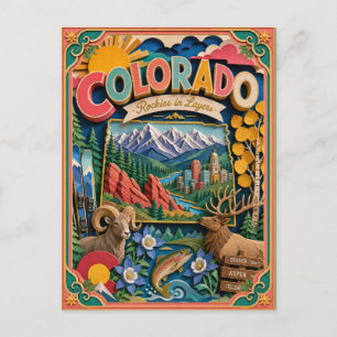 PopCut Toestanden Colorado Kleurrijk 3D Papier Kun Briefkaart