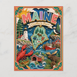 PopCut Toestanden Maine Kleurrijke 3D Papierkunst Briefkaart
