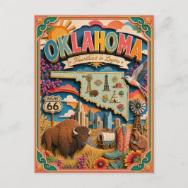 PopCut Toestanden Oklahoma Kleurrijke 3D Papierkun Briefkaart