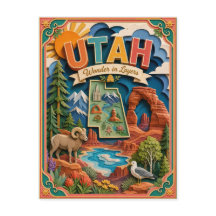PopCut Toestanden Utah Kleurrijke 3D Papier Kunst