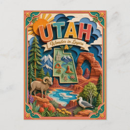PopCut Toestanden Utah Kleurrijke 3D Papier Kunst Briefkaart