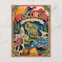 PopCut Toestanden Wisconsin Kleurrijke 3D Papierku