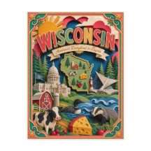 PopCut Toestanden Wisconsin Kleurrijke 3D Papierku
