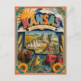PopCut Toont Kansas Kleurrijke 3D Papierkunst Briefkaart