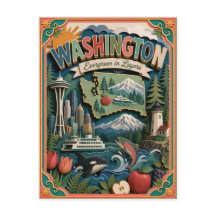 PopCut Verenigde Staten Washington Kleurrijke 3D P