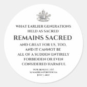 Pope Benedict Summorum Pontificum Quote Sticker (Voorkant)