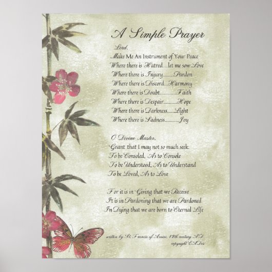 POPE FRANCIS=ST. FRANCIS SIMPLE PRAYER=Bamboo Poster (Voorkant)