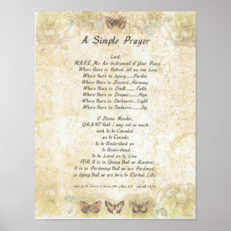 POPE FRANCIS=ST. FRANCIS SIMPLE PRAYER=Butterfly Poster