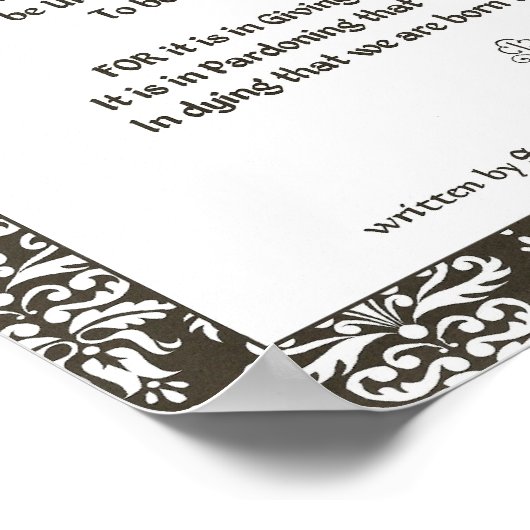 POPE FRANCIS=ST. FRANCIS SIMPLE PRAYER=Filigree Poster (Hoek)