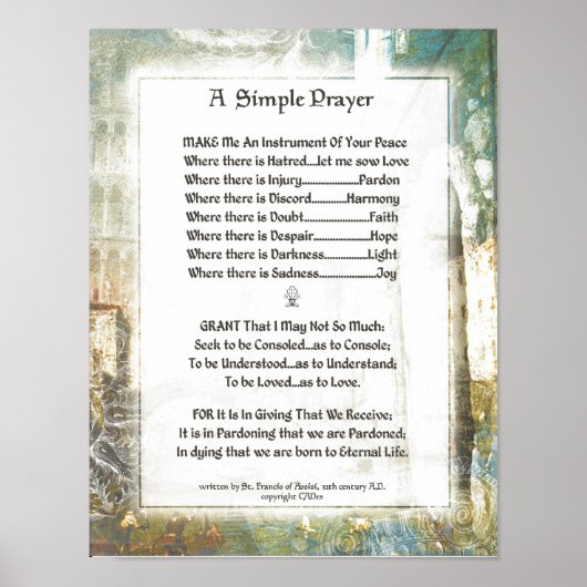 POPE FRANCIS=ST. FRANCIS SIMPLE PRAYER=La Piazza Poster (Voorkant)