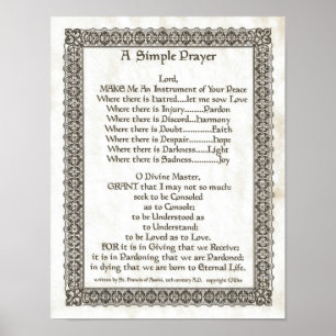 POPE FRANCIS=ST. FRANCIS SIMPLE PRAYER=Parchment Poster