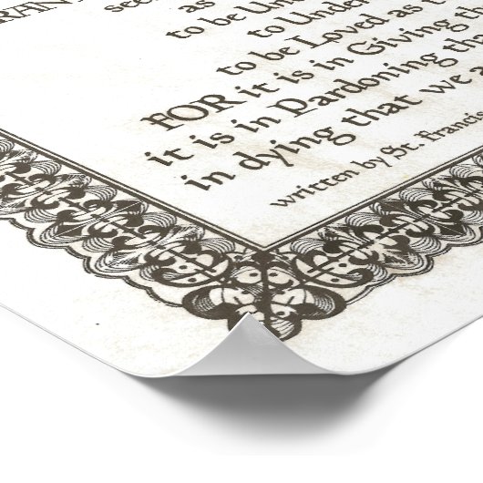 POPE FRANCIS=ST. FRANCIS SIMPLE PRAYER=Parchment Poster (Hoek)