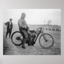 Pope Motorfiets Coureur, 1915. Oude Foto Poster