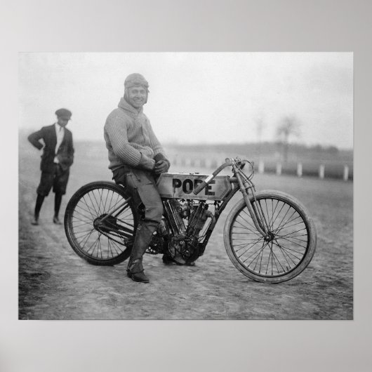 Pope Motorfiets Coureur, 1915. Oude Foto Poster (Voorkant)