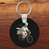 Pope Riding Bike Bicycle Catholic Church Bible Scr Sleutelhanger (Voorkant)