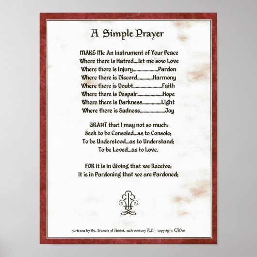 POPE=ST. FRANCIS=EEN EENVOUDIGE PRAYER VOOR VREDES POSTER (Voorkant)