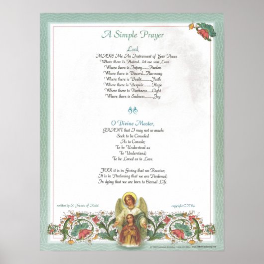 POPE=ST. FRANCIS SIMPLE PRAYER VOOR PEACE PRAYER POSTER (Voorkant)