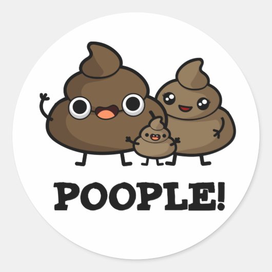 Popeople Funny Poop People pun Ronde Sticker (Voorkant)