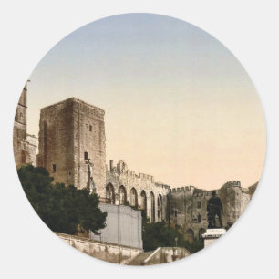 Pope's Castle, Avignon, Provence, Frankrijk, klass Ronde Sticker