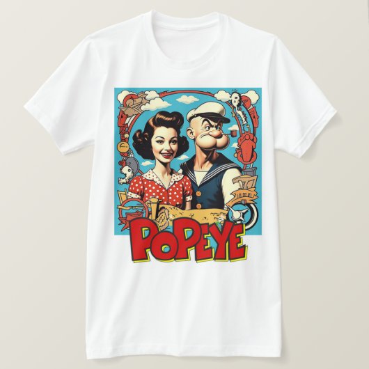 POPEYE EN OLIVA T-SHIRT (Design voorkant)