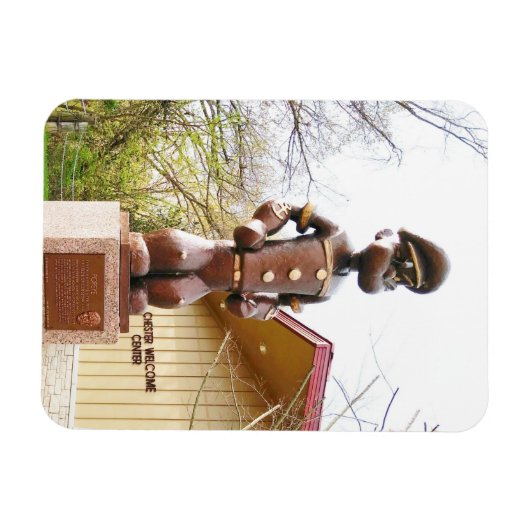 Popeye-standbeeld, Segar Memorial Park, Chester IL Magneet (Horizontaal)