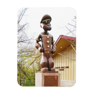 Popeye-standbeeld, Segar Memorial Park, Chester IL Magneet