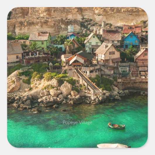 Popeye Village, Malta Vierkante Sticker (Voorkant)